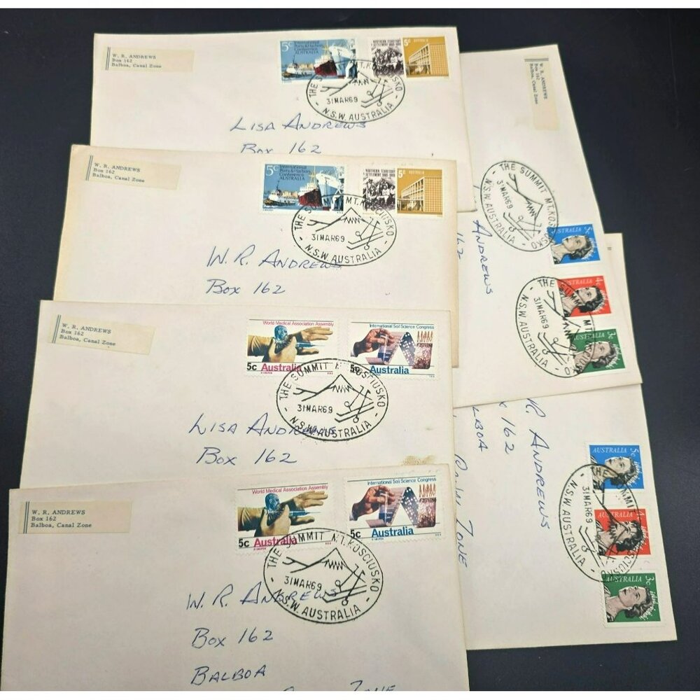 1969 Australian Stamped Envelopes With Kosciuszko Summit Postmarks LI3003